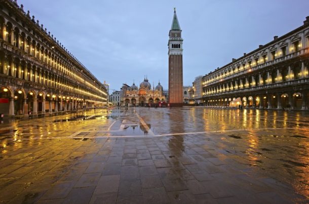 Evening before flood in St. Mark's Square, Venice